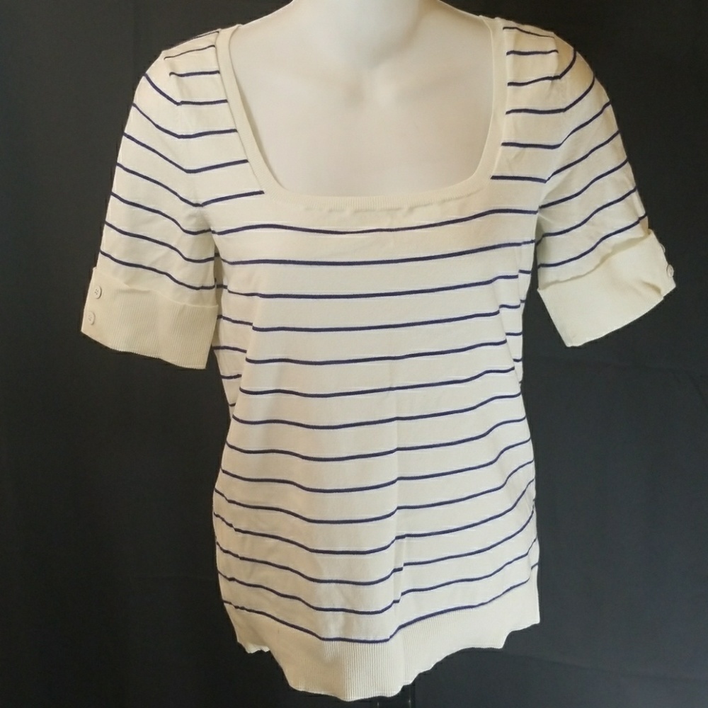 Banana Republic square neck striped blouse sz Sm